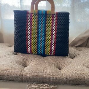Multicolor Woven Tote Bag